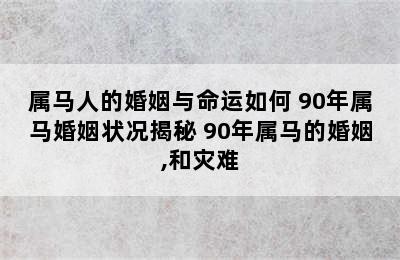 属马人的婚姻与命运如何 90年属马婚姻状况揭秘 90年属马的婚姻,和灾难